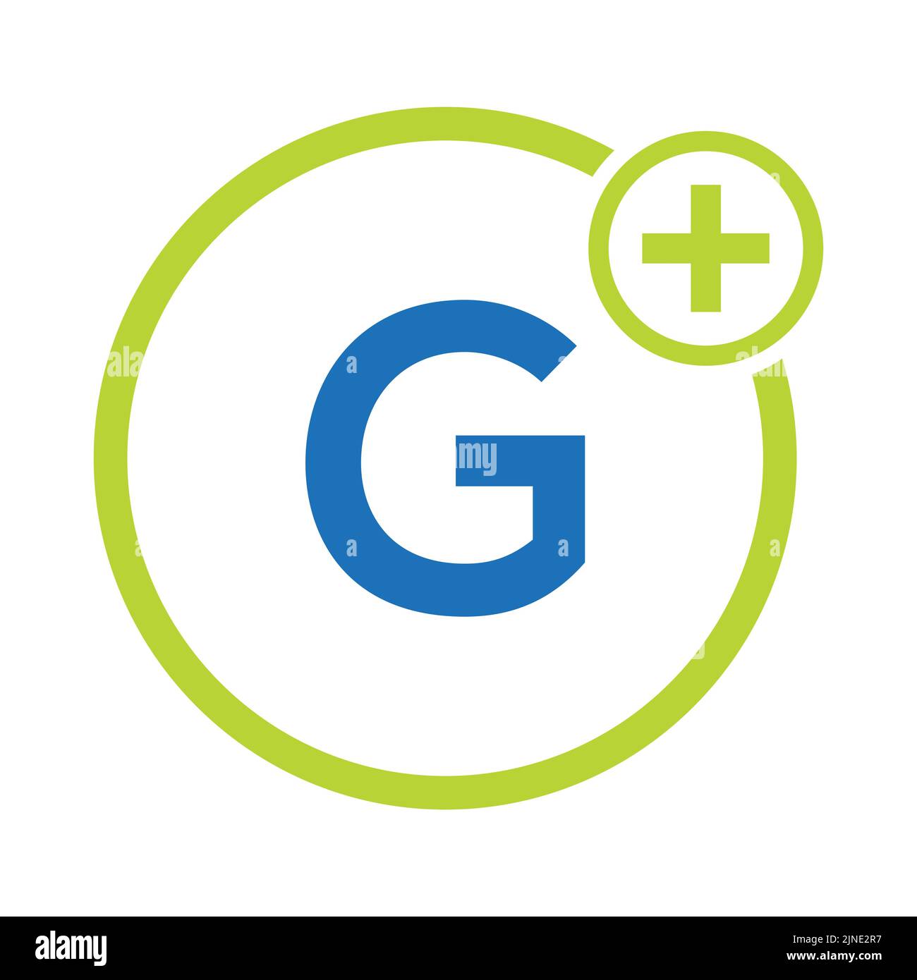 Simbolo sanitario medico e logo medico sul modello della lettera G. Logo dei medici Illustrazione Vettoriale