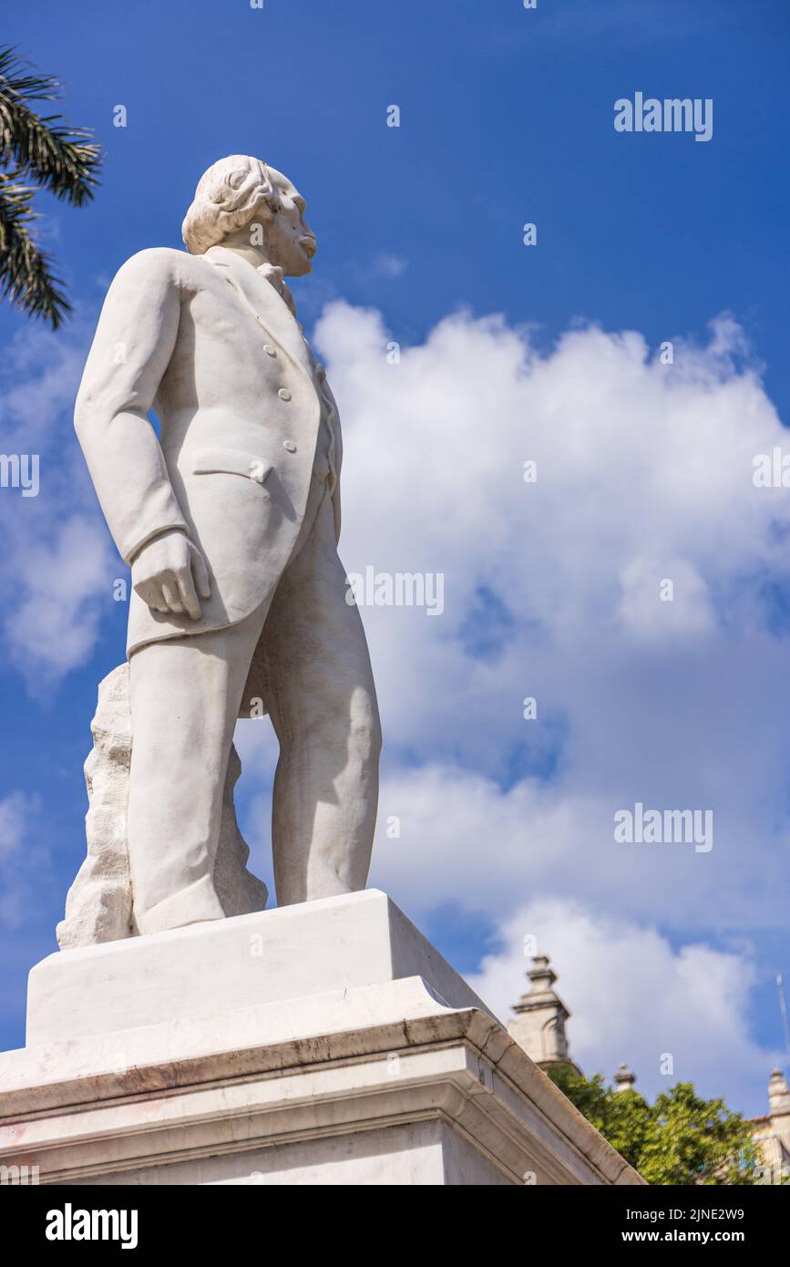 Statua del rivoluzionario cubano suo Carlos Manuel de Céspedes su Plaza de Armas a l'Avana, Cuba. Foto Stock