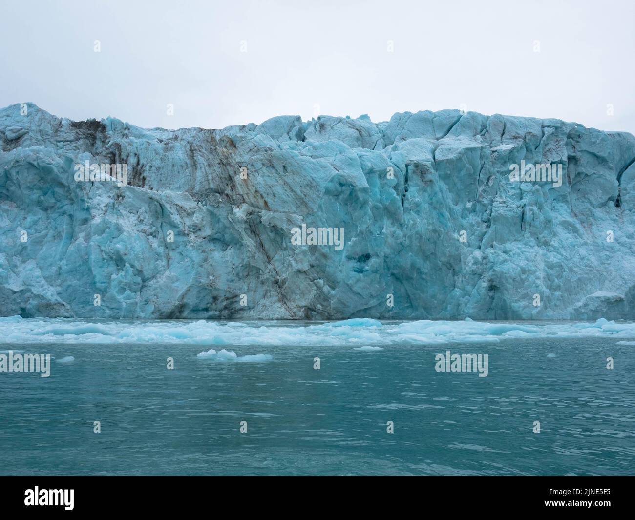 Samarinbreen finì in un fronte calvante a Samarinvagan, una baia sul lato sud del fiordo di Hornsundfjord. Foto Stock