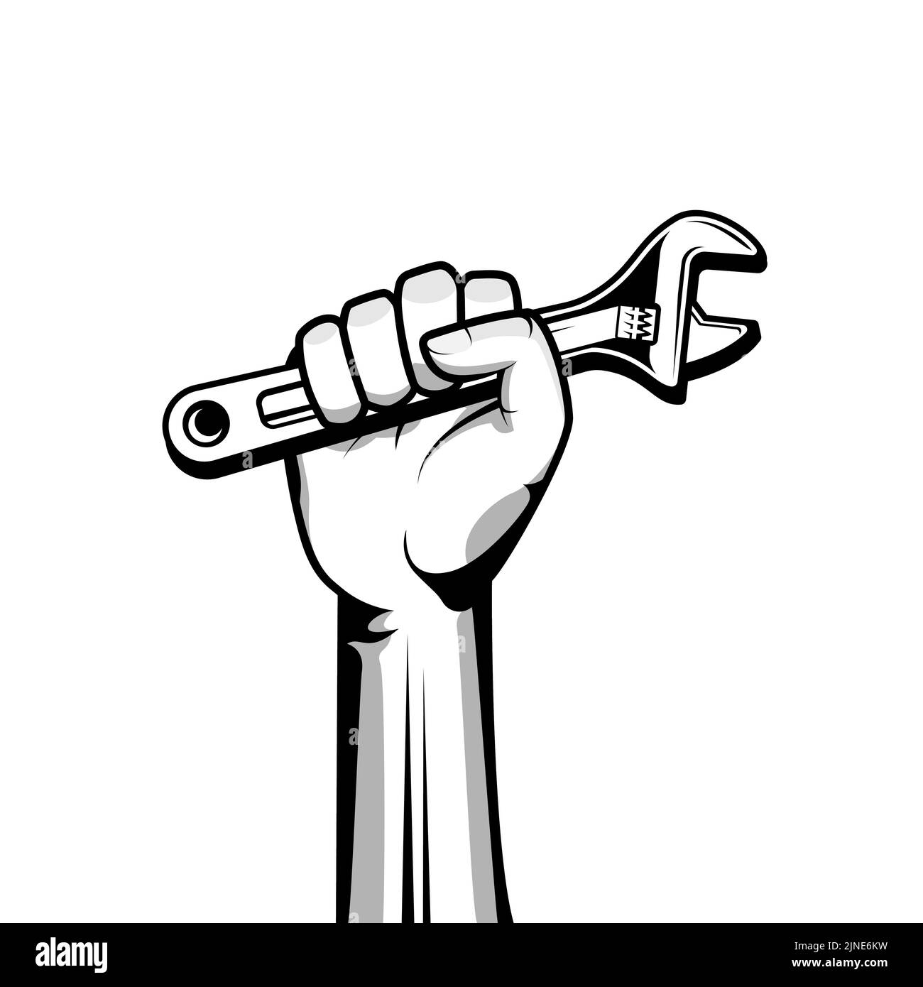 Chiave a mano raffigurazione vettoriale in nero Illustrazione Vettoriale