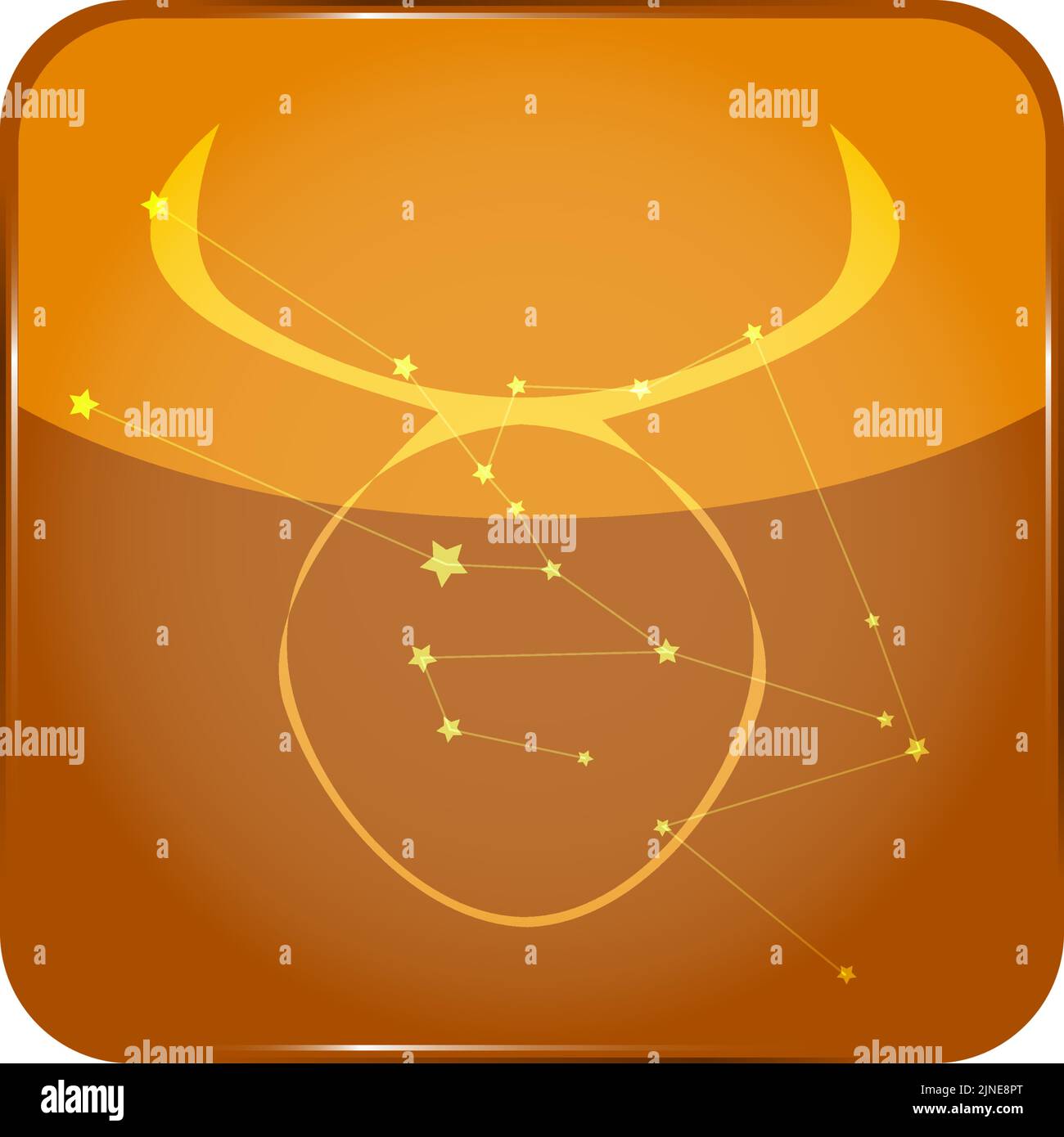 12 costellazioni icona pulsante giallo con forma a stella aggiunta: Toro Illustrazione Vettoriale