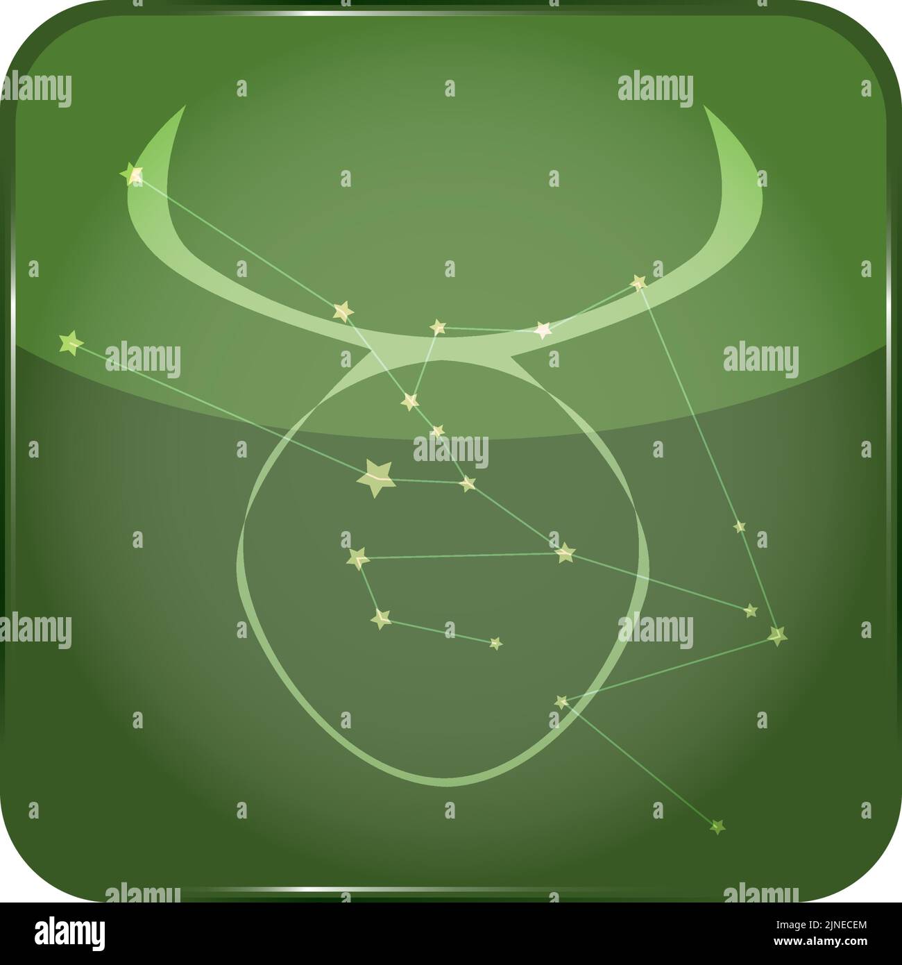 12 costellazioni icona pulsante verde con forma di stella aggiunto: Toro Illustrazione Vettoriale