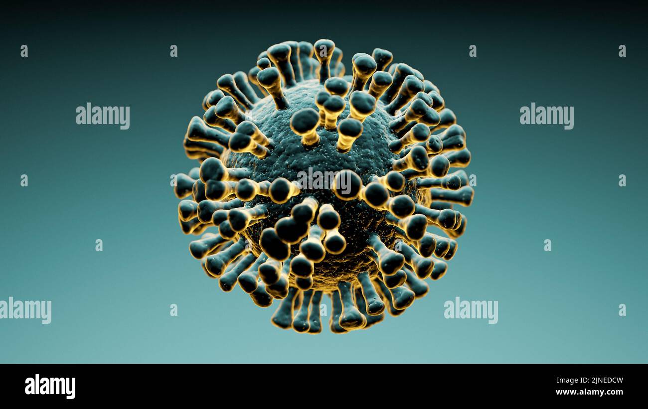 Illustrazione di una singola cellula virale Foto Stock