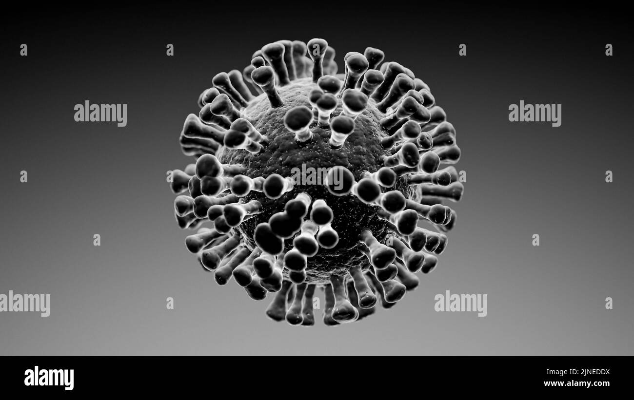 Illustrazione di una singola cellula virale Foto Stock