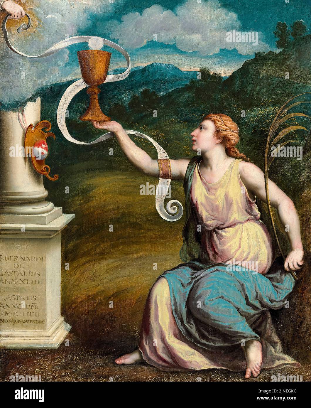 Un'allegoria della fede, pittura in olio su tela di Paris Bordone, Collezione privata 1555-1571 Foto Stock