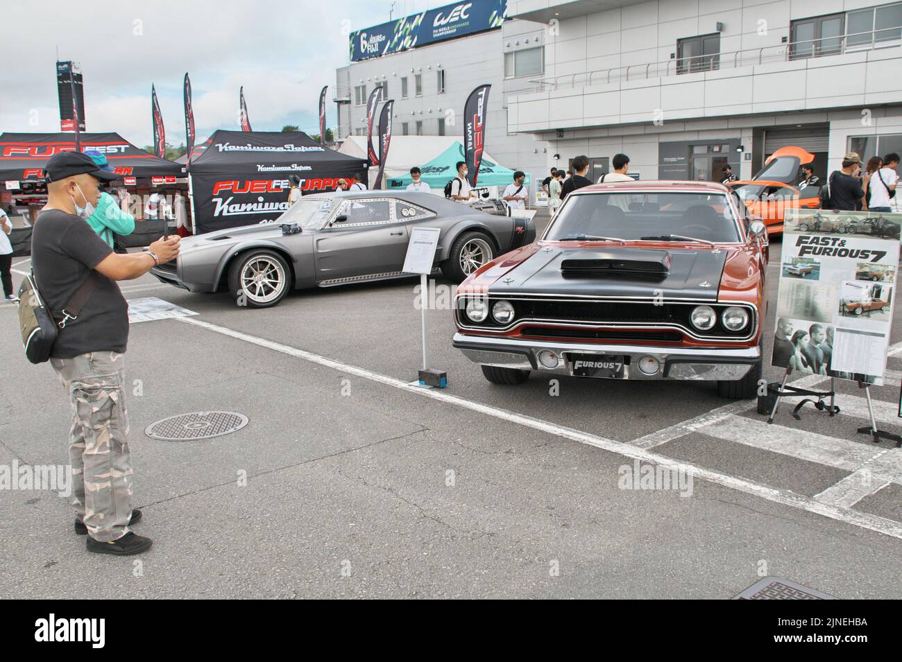 Oyama, Giappone. 11th ago, 2022. 1970 plymouth roadrunner del film 'Fast & Furious 7' è visto durante il 'FUELFEST JAPAN 2022' al Fuji International Speedway in Shizuoka-Prefecture, Giappone Giovedi, 11 agosto 2022. Foto di Keizo Mori/UPI Credit: UPI/Alamy Live News Foto Stock