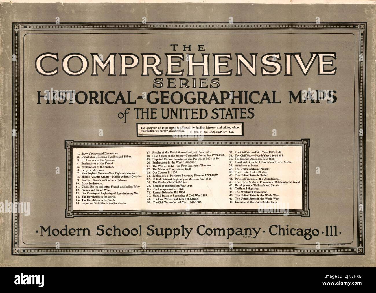 La serie completa, mappe storico-geografiche degli Stati Uniti Foto Stock