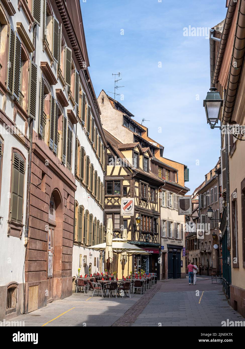 Edifici medievali, la Petit France, Strasburgo Foto Stock