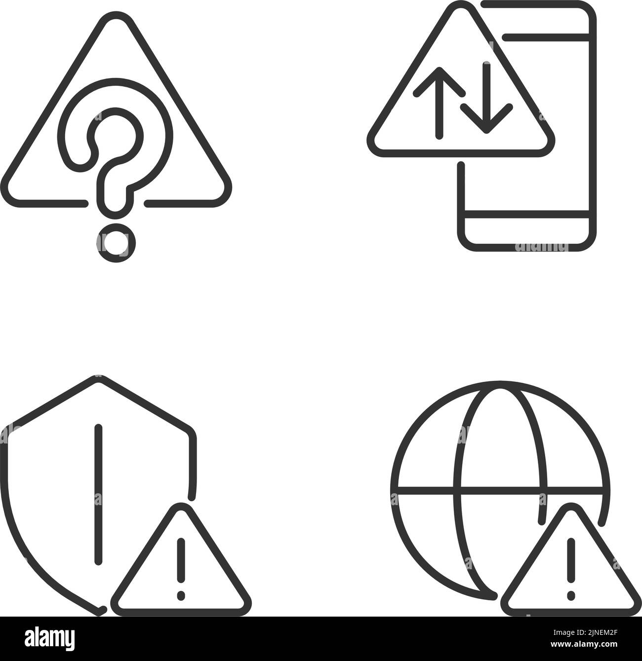 Problemi di connessione Internet pixel Perfect linear Icons set Illustrazione Vettoriale