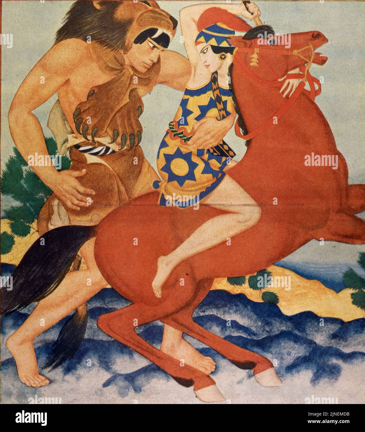 Hippolyte e Hercules pubblicato il 12,1938 giugno nella rivista American Weekly Sunday dipinta da Edmund Dulac per la serie 'Fighting Women'. Foto Stock