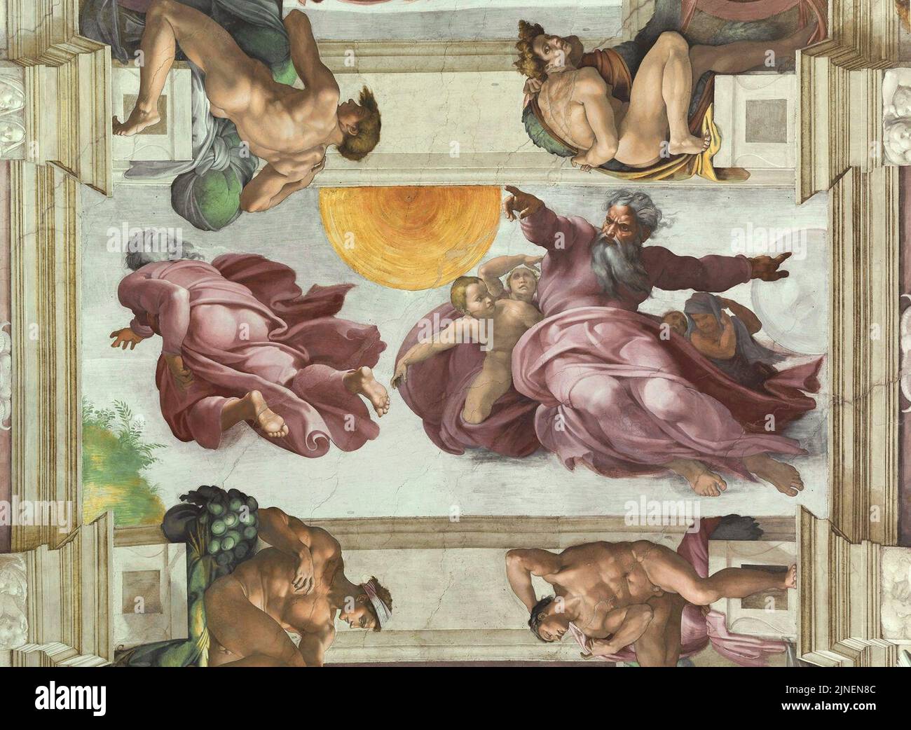 La creazione del sole e della luna, Michelangelo (1508-1512) Foto Stock