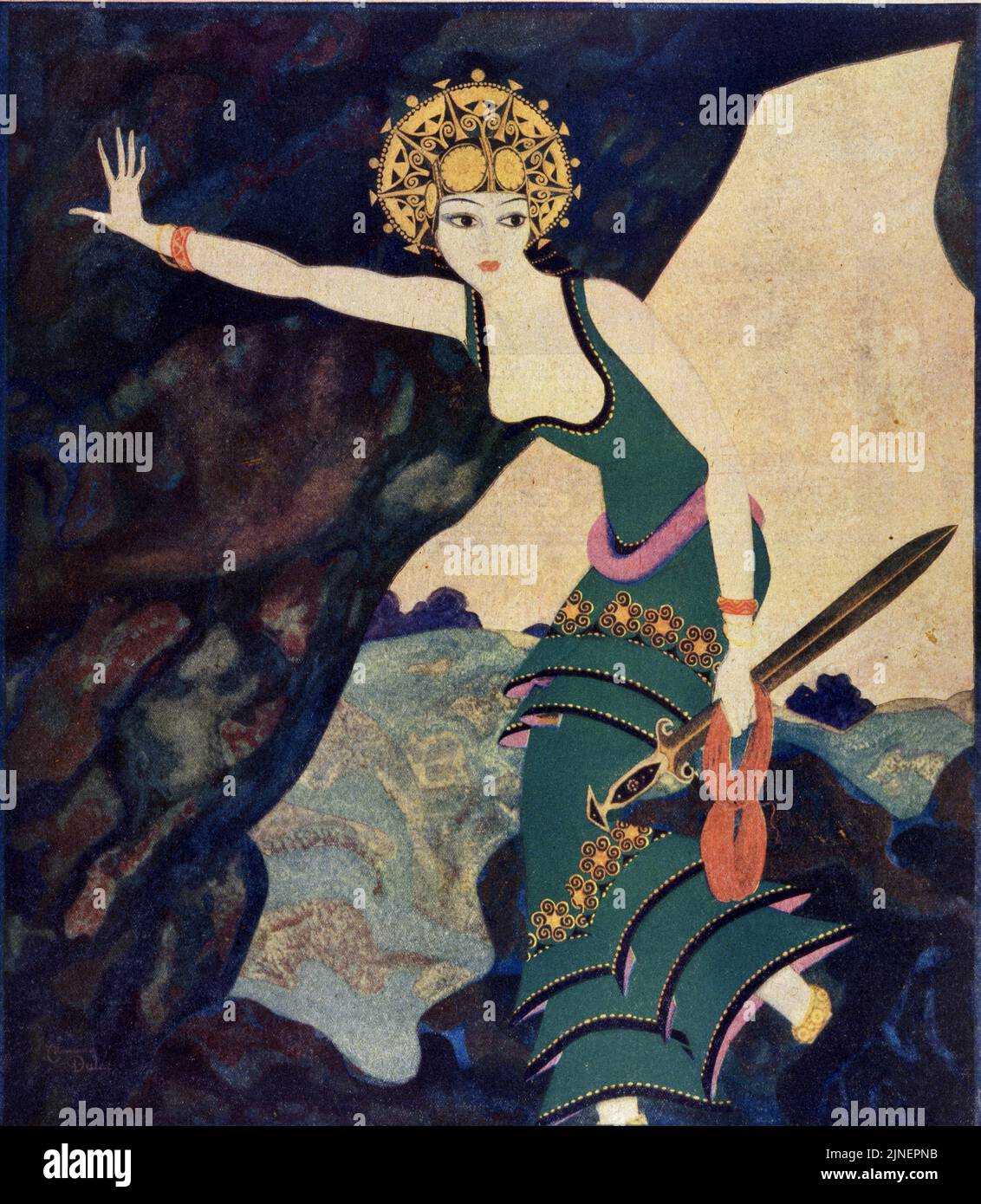 'Ariadne' pubblicato il 31,1929 Marzo sulla rivista American Weekly dipinta da Edmund Dulac per la famosa serie 'Vamps from History'. Foto Stock