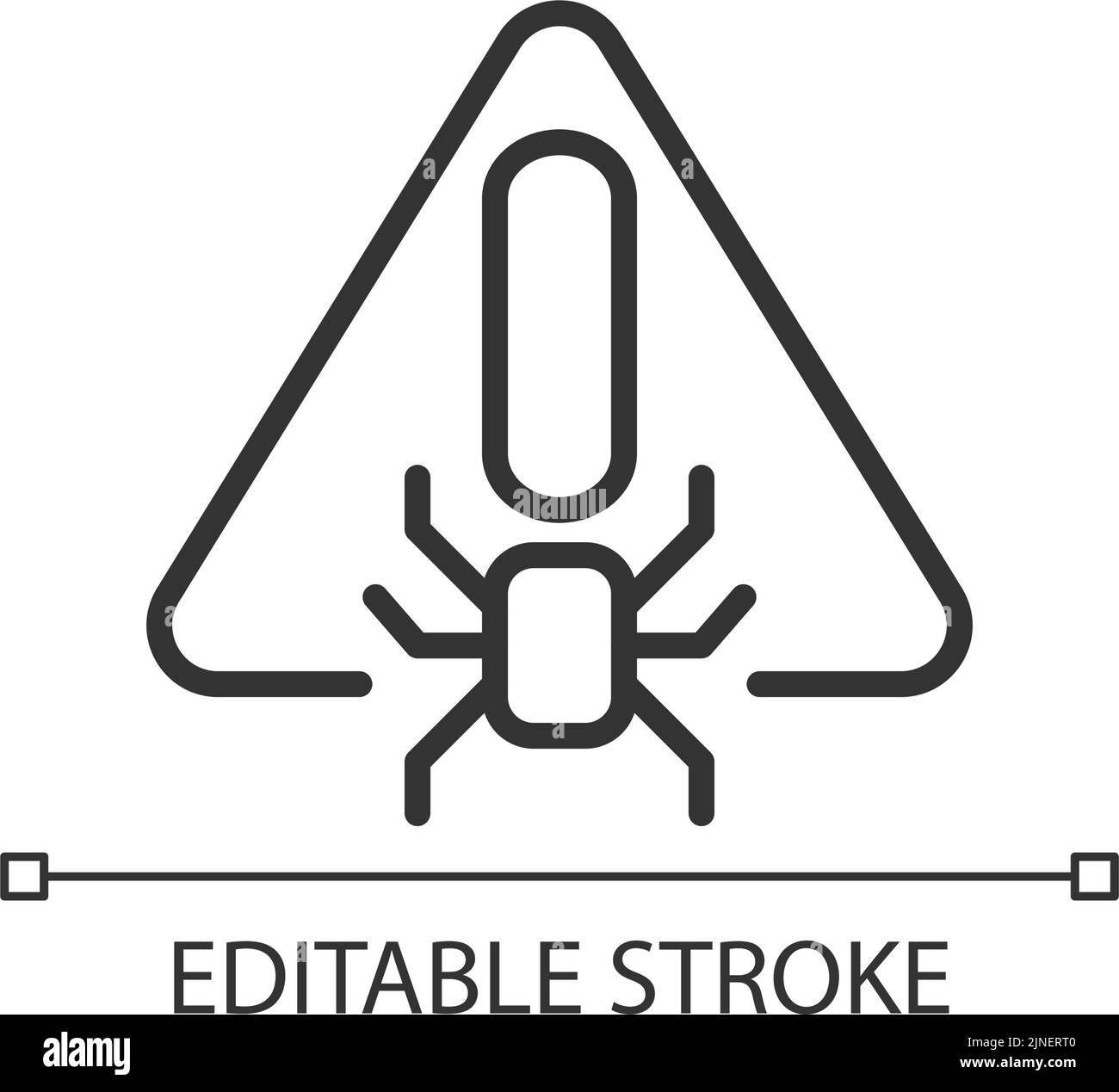 Icona pixel Perfect Linear di avviso virus Illustrazione Vettoriale