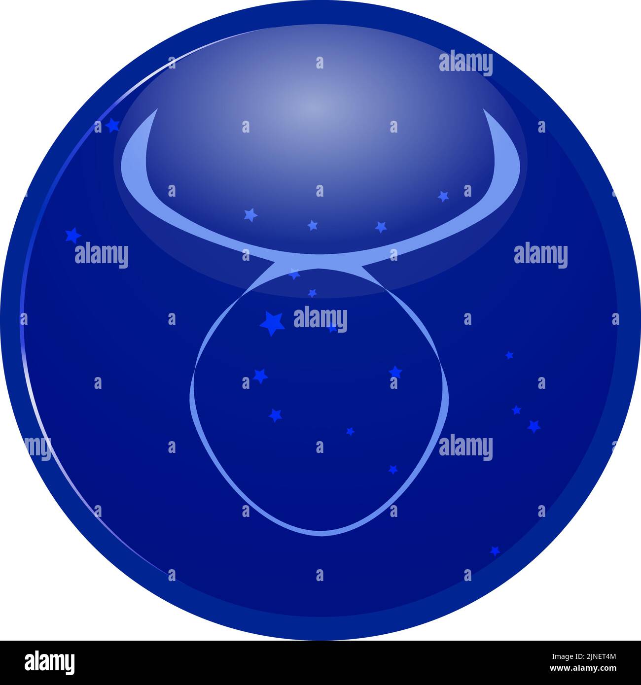 Icona di costellazione blu 12 con disposizione a stella: Toro Illustrazione Vettoriale