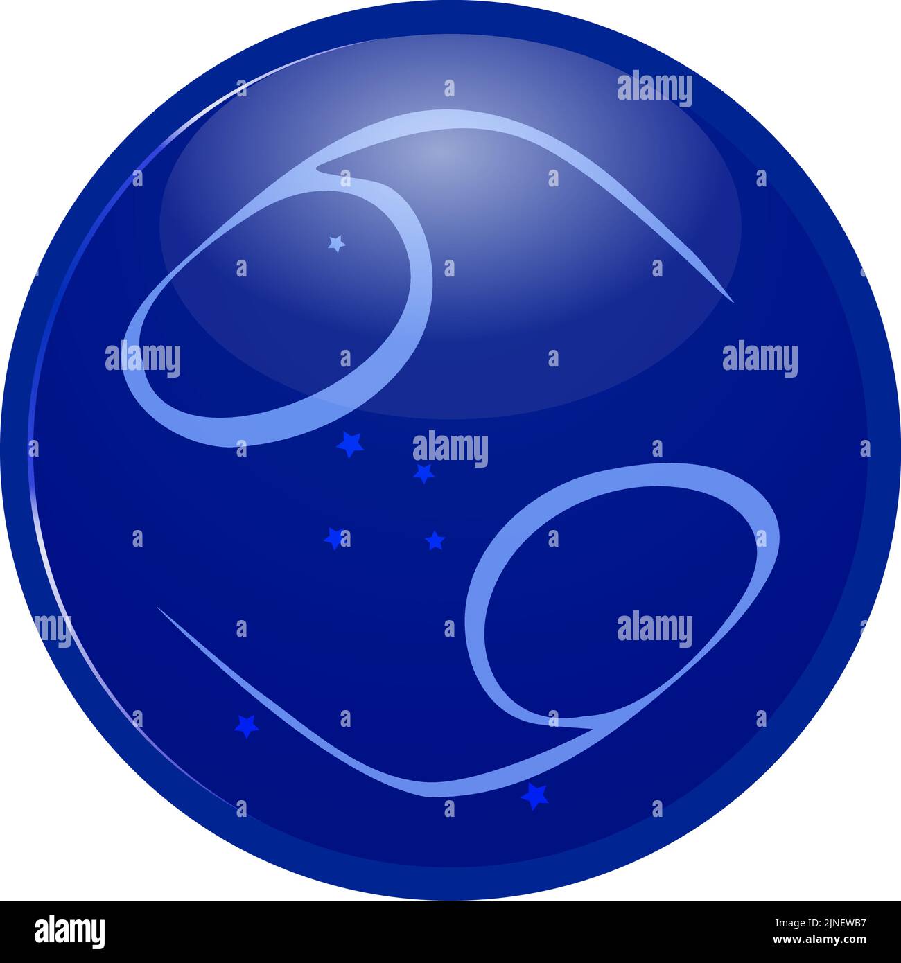 Icona della costellazione blu 12 con disposizione a stella: Cancro Illustrazione Vettoriale