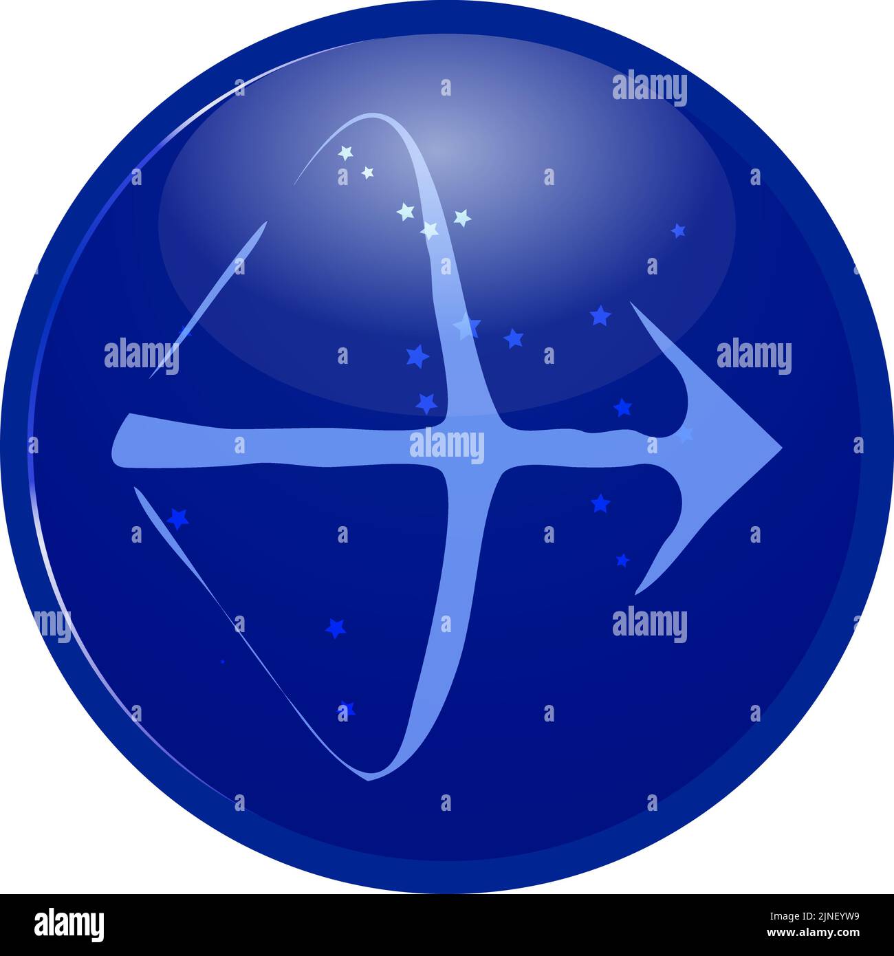 Icona della costellazione blu 12 con disposizione a stella: Sagittario Illustrazione Vettoriale