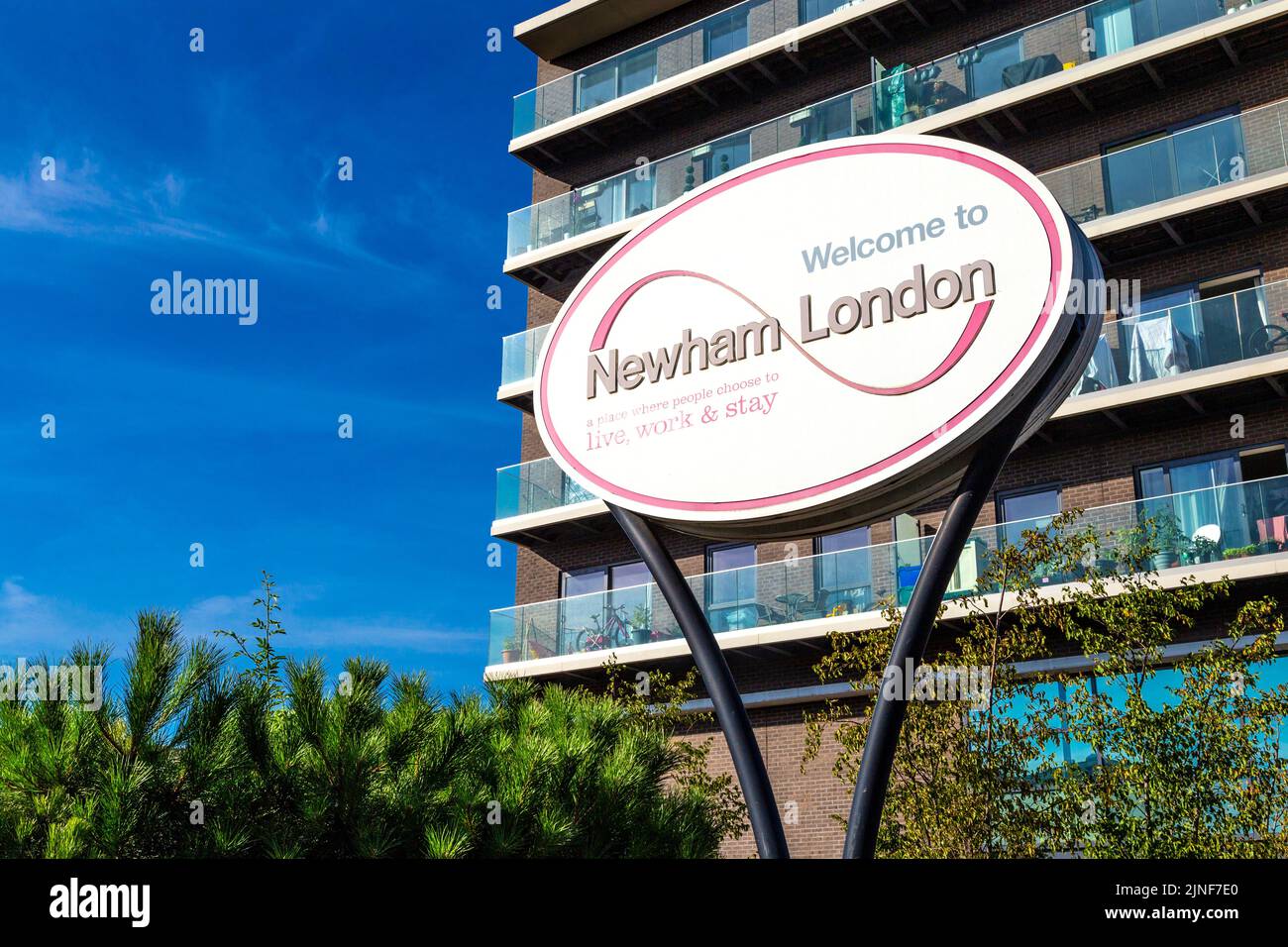 Indicazioni per London Borough of Newham vicino Stratford, Londra, Regno Unito Foto Stock