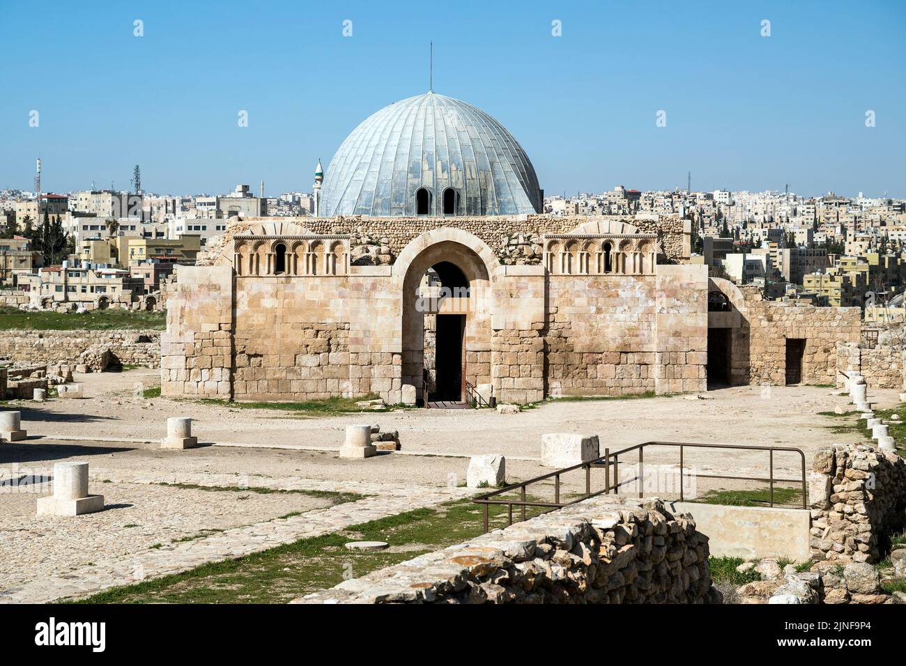 Il Palazzo Umayyyad nella Cittadella di Amman, Jabal al-Qala, Amman, Giordania. Foto Stock