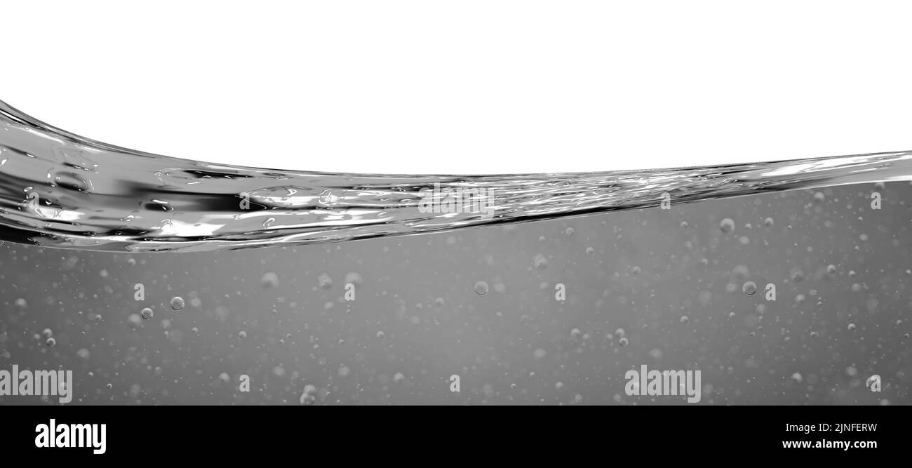 Olio. Liquido e onda, per il progetto, olio, miele, birra o altre varianti. Sfondo bianco e nero Foto Stock