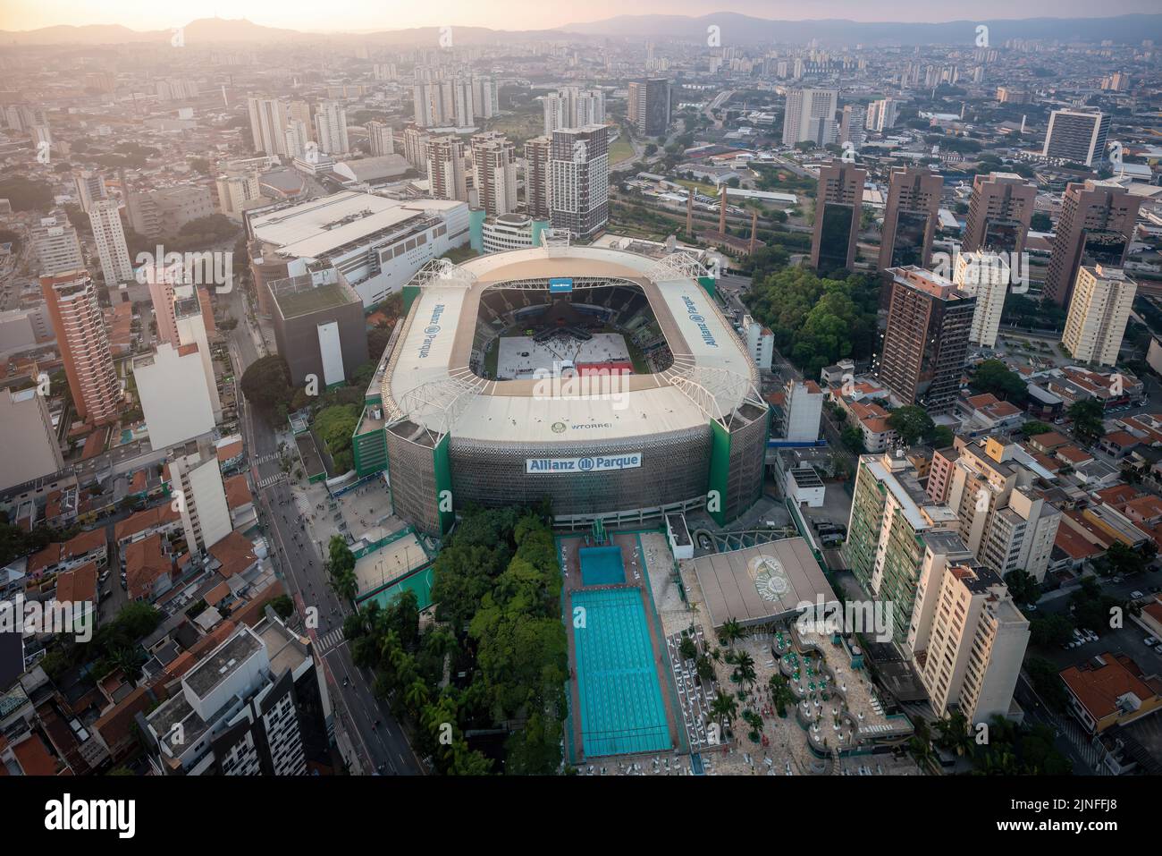 Veduta aerea dello stadio di calcio Allianz Parque del Palmeiras Football Club - Sao Paulo, Brasile Foto Stock