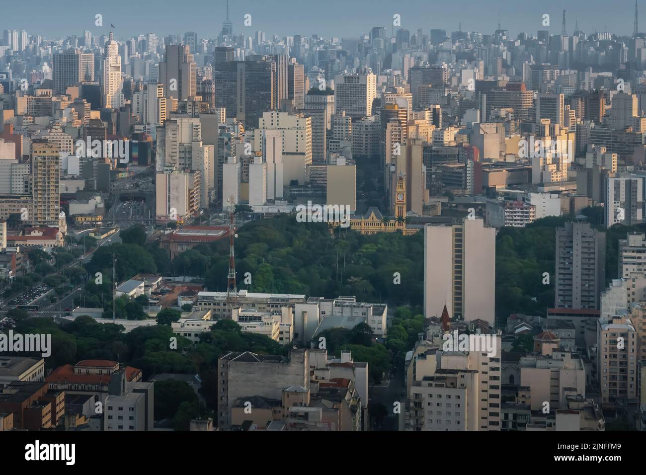Vista aerea di San Paolo e Luz Station - San Paolo, Brasile Foto Stock