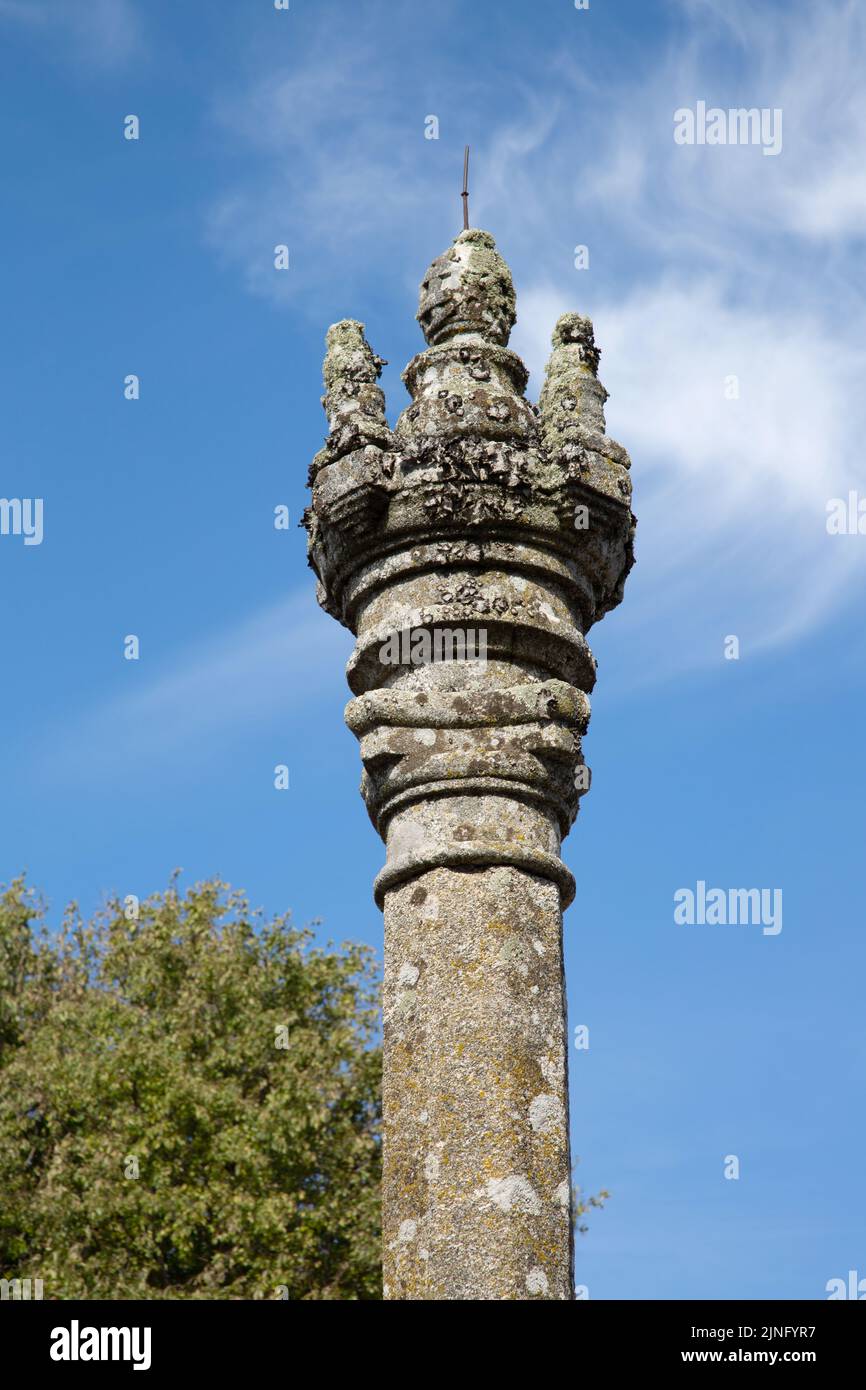 Pilastro di pietra a Sortelha, Portogallo Foto Stock