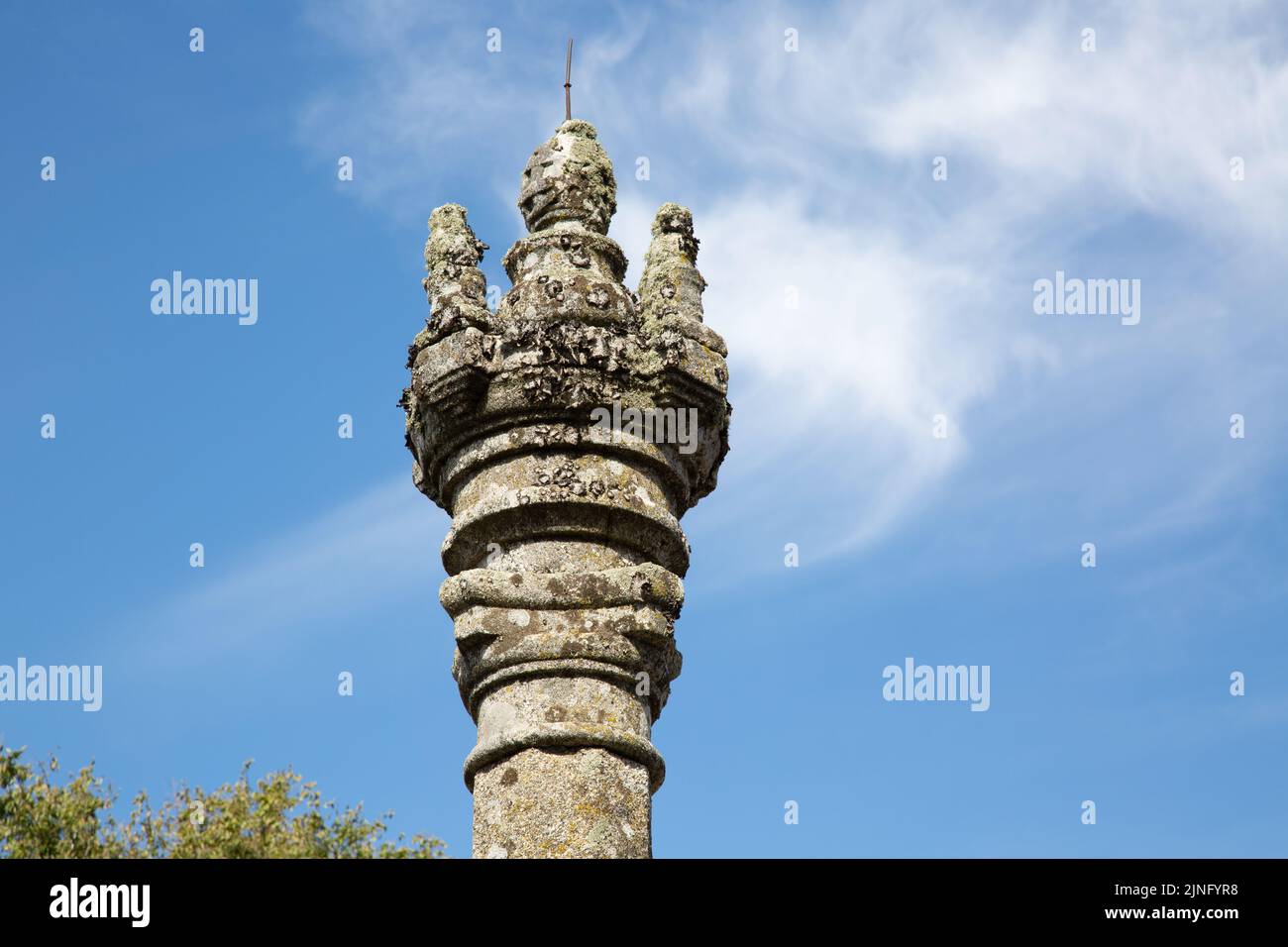 Pilastro di pietra a Sortelha, Portogallo Foto Stock