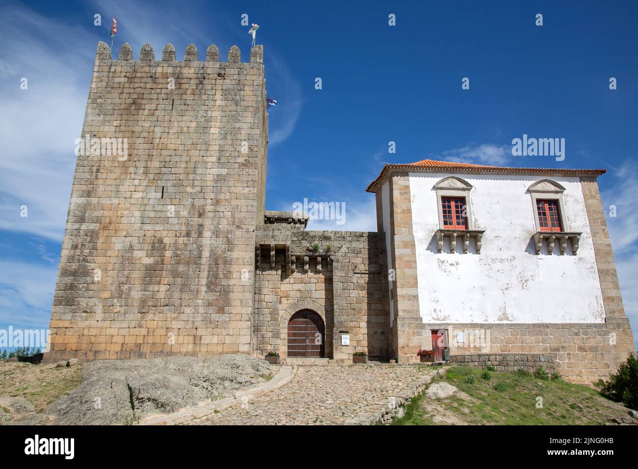Facciata del Castello di Belmonte, Portogallo Foto Stock