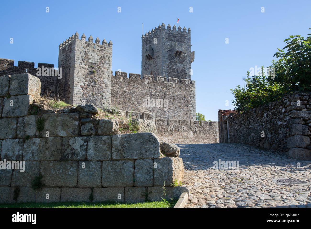 Facciata del Castello di Sabugal, Portogallo Foto Stock