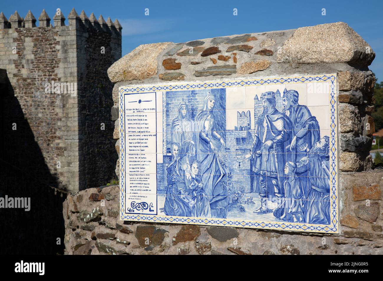 Piastrelle Design e Castello a Sabugal, Portogallo Foto Stock