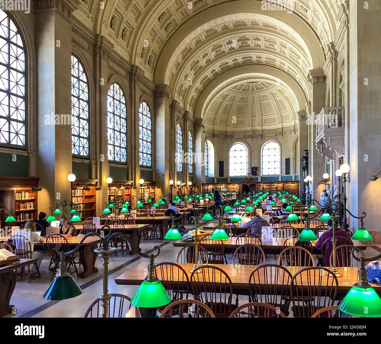 La Boston Public Library, Bates Hall, Boston, Massachusetts Foto Stock