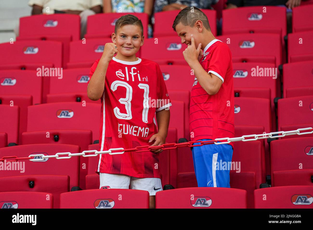 ALKMAAR - sostenitori dell'AZ durante il terzo turno di qualificazione della UEFA Conference League tra AZ Alkmaar e Dundee United FC allo stadio AFAS il 11 agosto 2022 ad Alkmaar, Paesi Bassi. ANP ED DEL POL Foto Stock