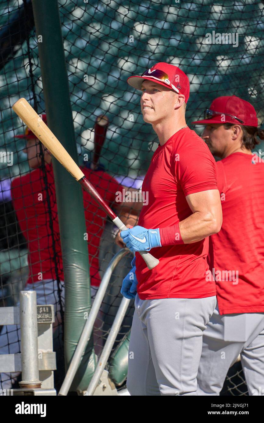 10 2022 agosto: Saint Louis outfielder Corey Dickerson (25) prima della partita con Saint Louis Cardinals e Colorado Rockies tenuto a Coors Field a Denver Co. David Seelig/Cal Sport medi Foto Stock