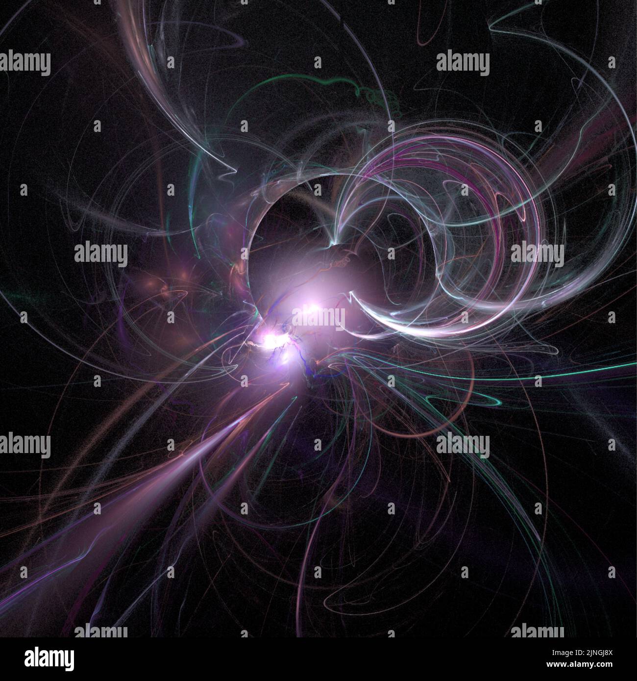illustrazione dello spazio in nero e viola, sistema a stella, rendering, design Foto Stock