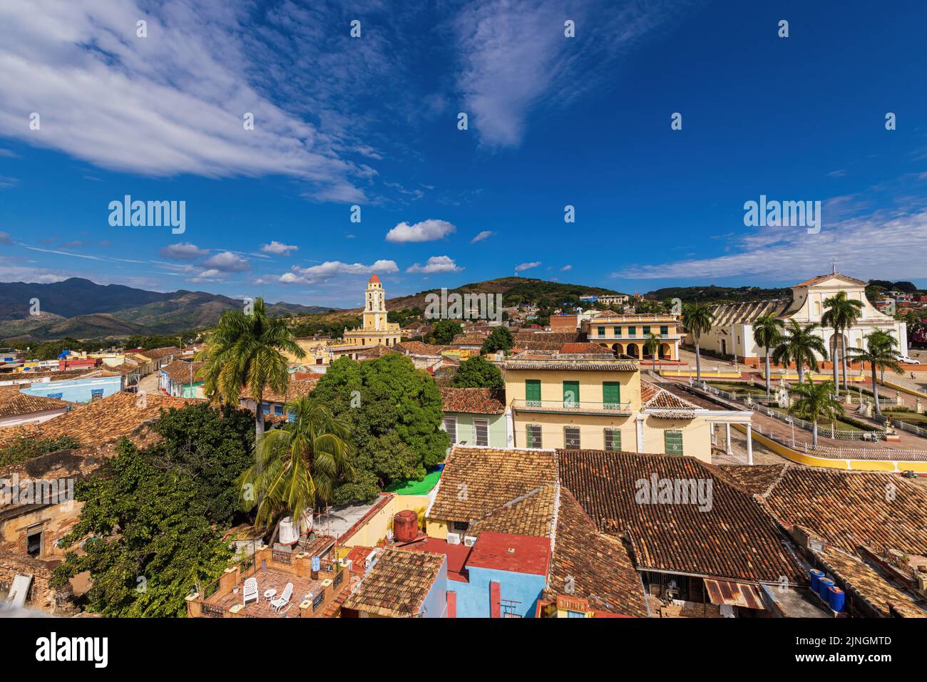Vista sulla città di Trinidad su Cuba con Convento di Assisi Foto Stock