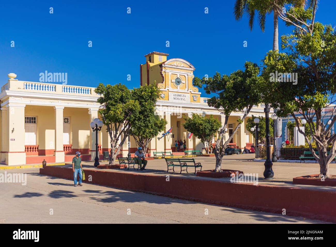 TRINIDAD, CUBA - 7 GENNAIO 2021: Piazza principale a Trinidad, Cuba. Patrimonio dell'umanità dell'UNESCO Foto Stock