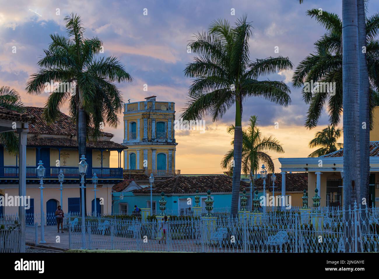 TRINIDAD, CUBA - 7 GENNAIO 2021: La piazza principale di Trinidad, Cuba Foto Stock