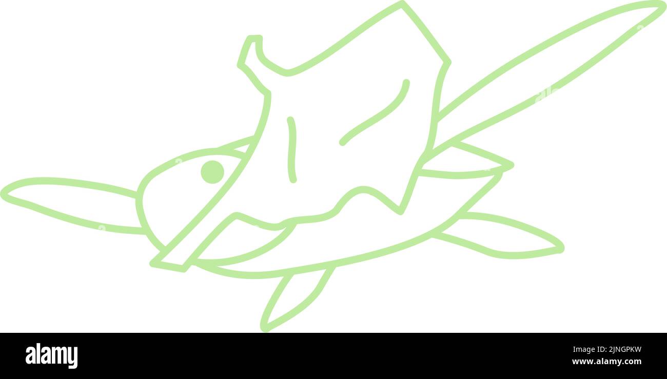 Immagine di una tartaruga marina che mangia una busta di plastica illustrazione vettoriale Illustrazione Vettoriale