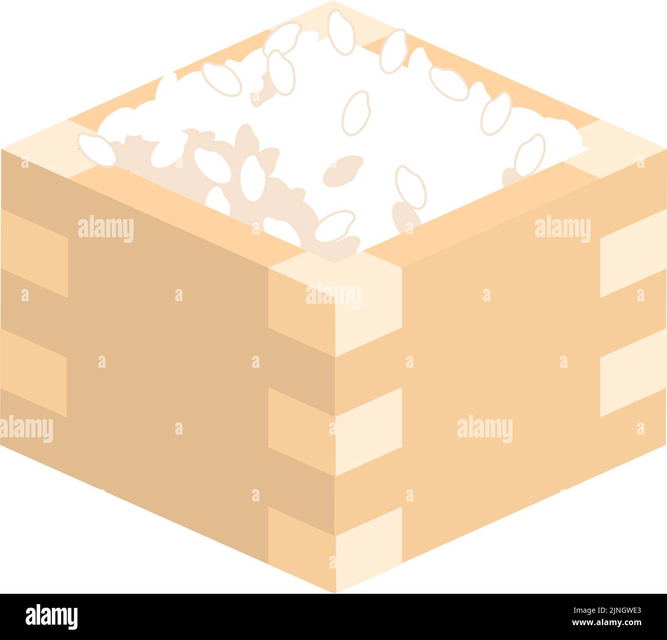 Illustrazione di una singola unità di riso lucidato misurata in un quadrato Illustrazione Vettoriale