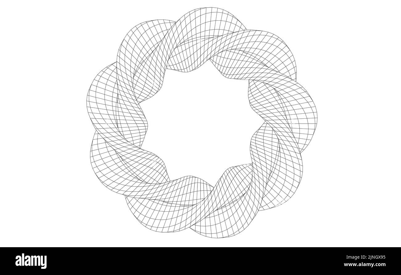 Illustrazione vettoriale della forma matematica geometrica con mesh a reticolo Illustrazione Vettoriale