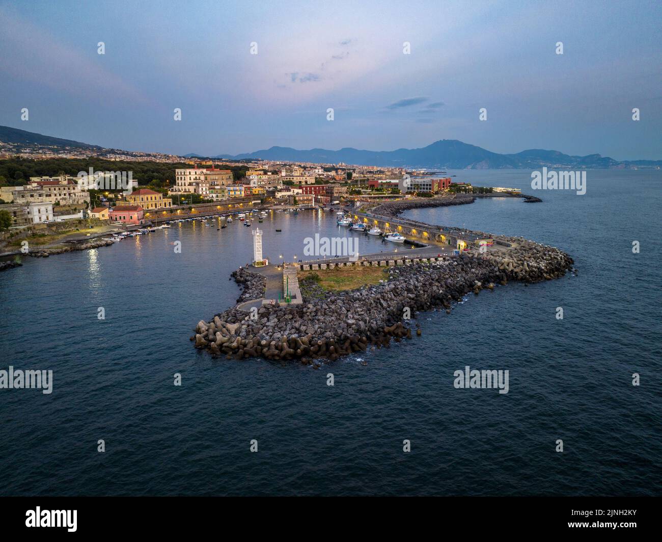 Porto del Granatello a Portici, Napoli, Italia, veduta aerea. Foto Stock