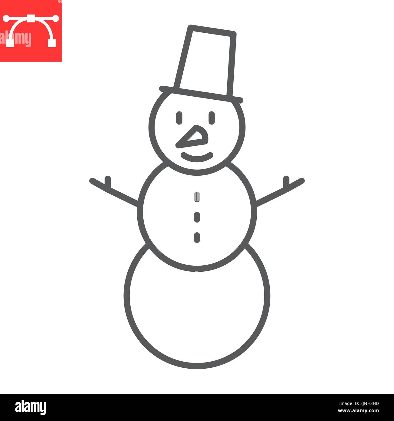 Icona linea Snowman, Natale e vacanza, icona vettore Snowman, grafica vettoriale, segno di contorno del tratto modificabile, eps 10. Illustrazione Vettoriale