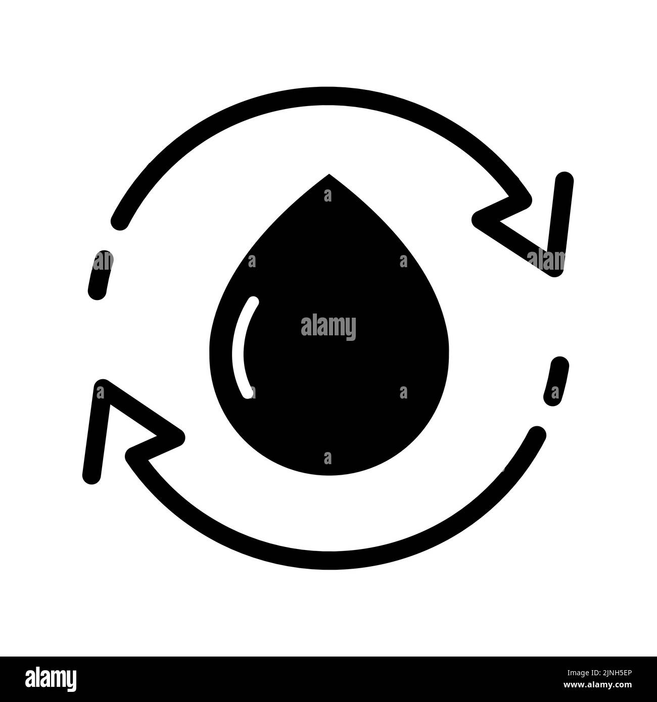 Icona di riciclo del liquido in piano. Protezione biologica del pianeta Illustrazione Vettoriale