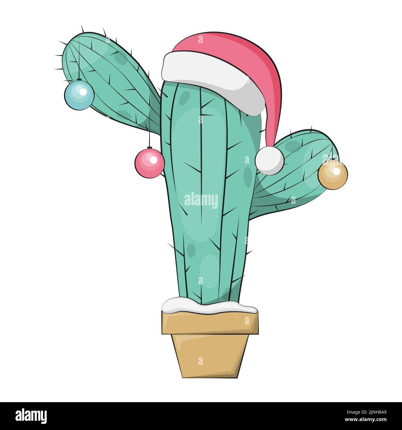 Cactus di Natale a santa cappello. Illustrazione Vettoriale