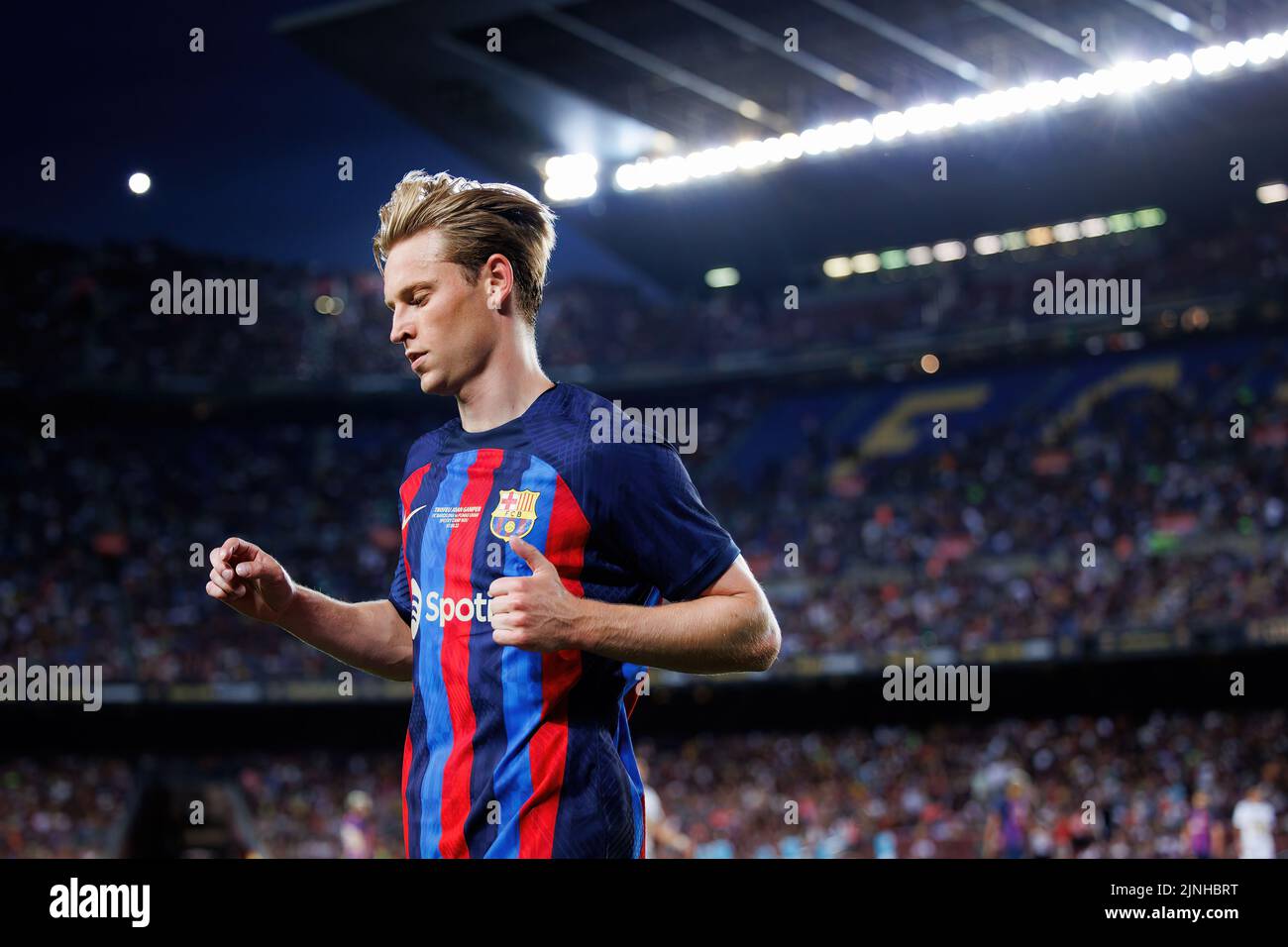 BARCELLONA - 7 AGOSTO: Frenkie De Jong in azione durante la partita di Throphy di Joan Gamper tra FC Barcelona e Pumas allo stadio Camp Nou il 7 agosto, Foto Stock