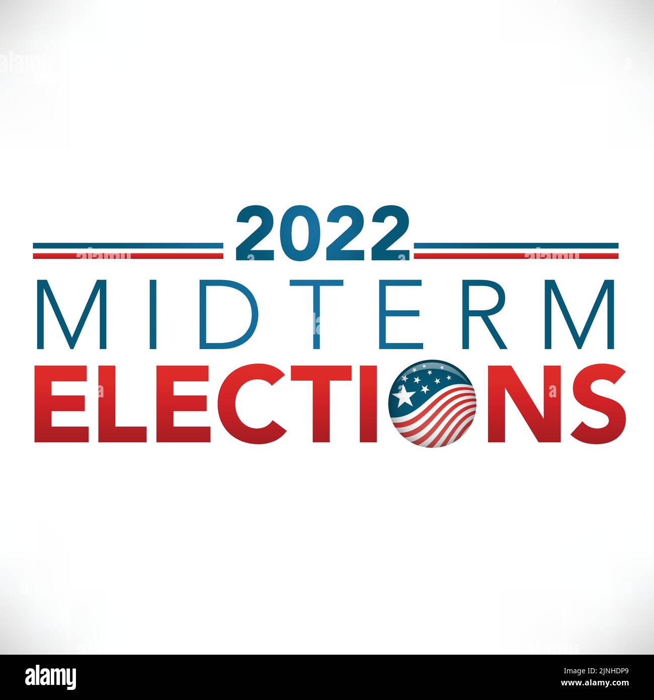 2022 Design delle elezioni di metà mandato con l'icona Red White Blue Vote Illustrazione Vettoriale