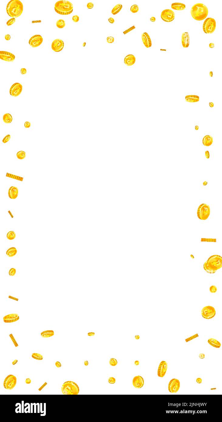 Ruble monete russe in calo. Monete d'oro RUB sparse. Denaro per la Russia. Concetto di crisi finanziaria globale. Illustrazione vettoriale. Illustrazione Vettoriale