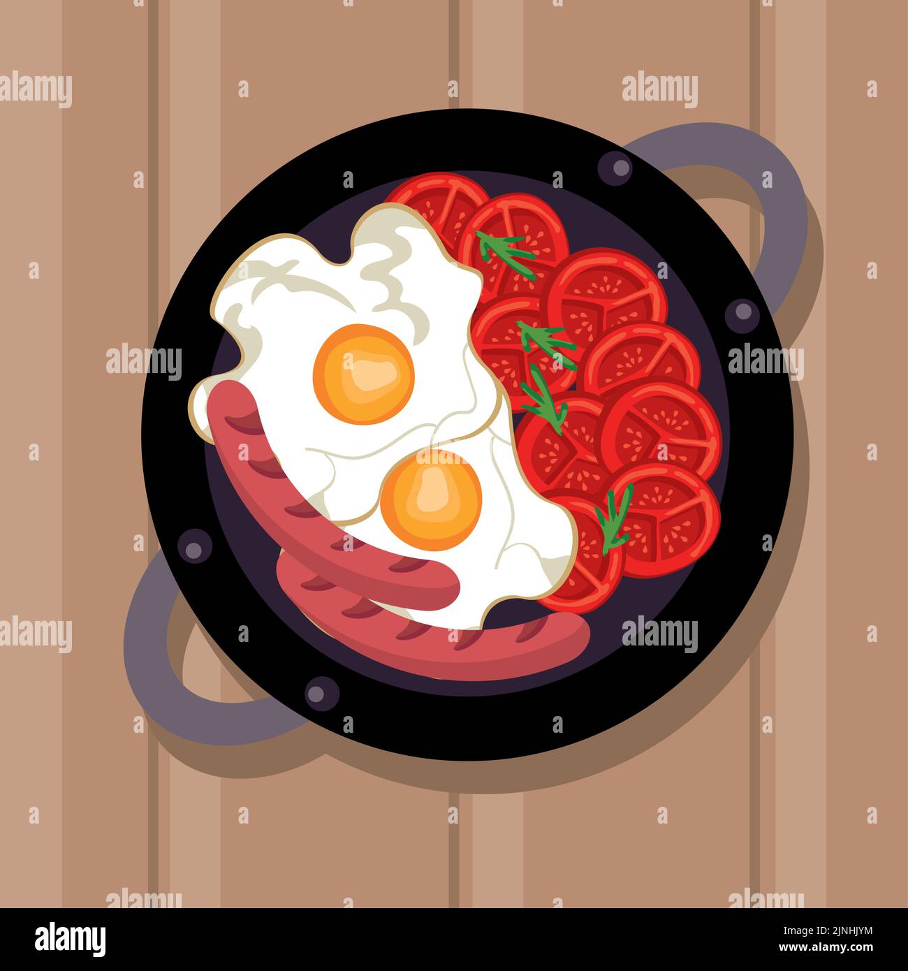 uova e salsicce frittelle airview Illustrazione Vettoriale