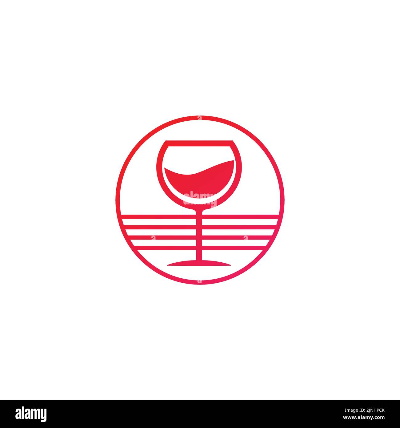 Logo vino rosso in vetro su sfondo bianco Illustrazione Vettoriale