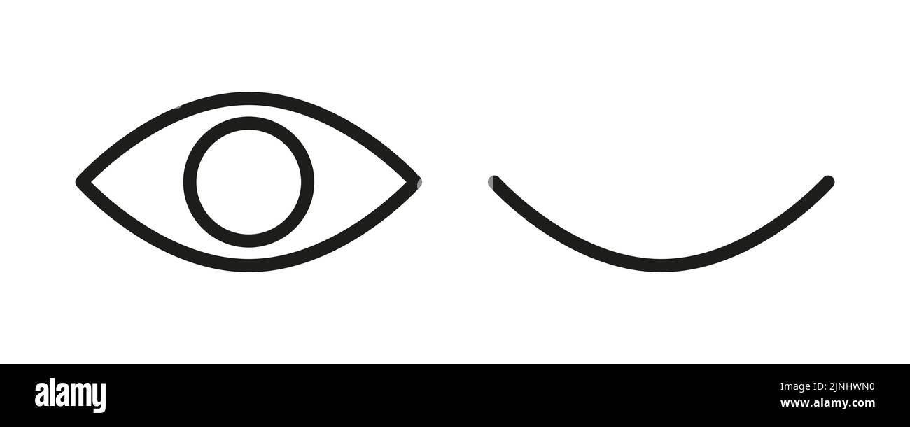 Icone di hidding password impostate. Le icone aprono e chiudono gli occhi. Illustrazione vettoriale di contorno Illustrazione Vettoriale